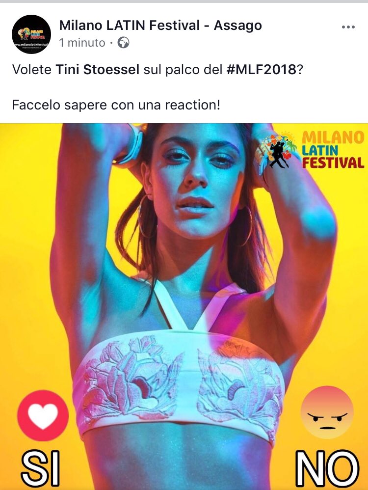 Tinistas! Votem e comentem que vocês gostariam que a Tini fosse convidada para o 'Milano LATIN Festival' que acontece em Milão na Itália! 💛 #MLF2018