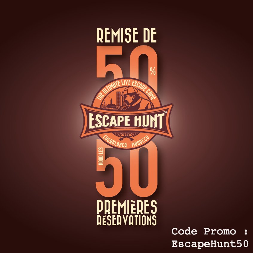 EscapeHuntCAS's tweet photo. Chers Détectives, 
Réservez votre expérience avant le 16 mars et profitez d'une remise exceptionnelle de 50% . 
Offre valable pour les 50 premières réservations uniquement ! 
https://t.co/1WMjEmLN7s https://t.co/NQ4rRcm5bw