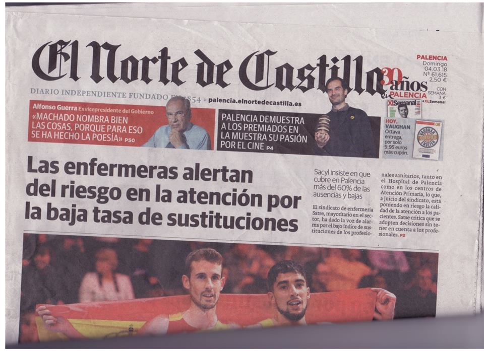 VivreEnsemble_'s tweet photo. Portada y página 4 de @nortecastilla —edición #Palencia— del pasado domingo, donde se recogía la entrega de premios de la @oficial_mcip y los galardones recibidos por #VivreEnsemble; entre ellos, el premio del jurado al mejor corto. #27MCIP #PalenciaSeLlenaDeBuenCine https://t.co/geclSGnQO4
