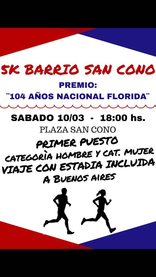 CNdeF_FLORIDA's tweet photo. Mañana más noticias sobre la 5K BARRIO SAN CONO " 104 AÑOS NACIONAL FLORIDA" SE VIENEN MAS PREMIOS #HaySorteo https://t.co/zVsRCrPWG0