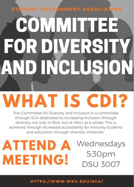 Join us on Wednesdays at 5:30 in DSU room 3007 to help us make WKU a more inclusive place for all!
