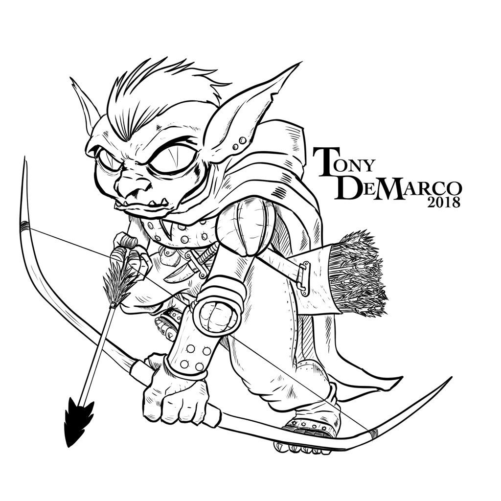 Tiny DeMarco 在 Twitter 上："“Snottgut” Goblin Ranger -After an attack on his clan wiped out his people, a half young goblin was in by ranger of the woods,