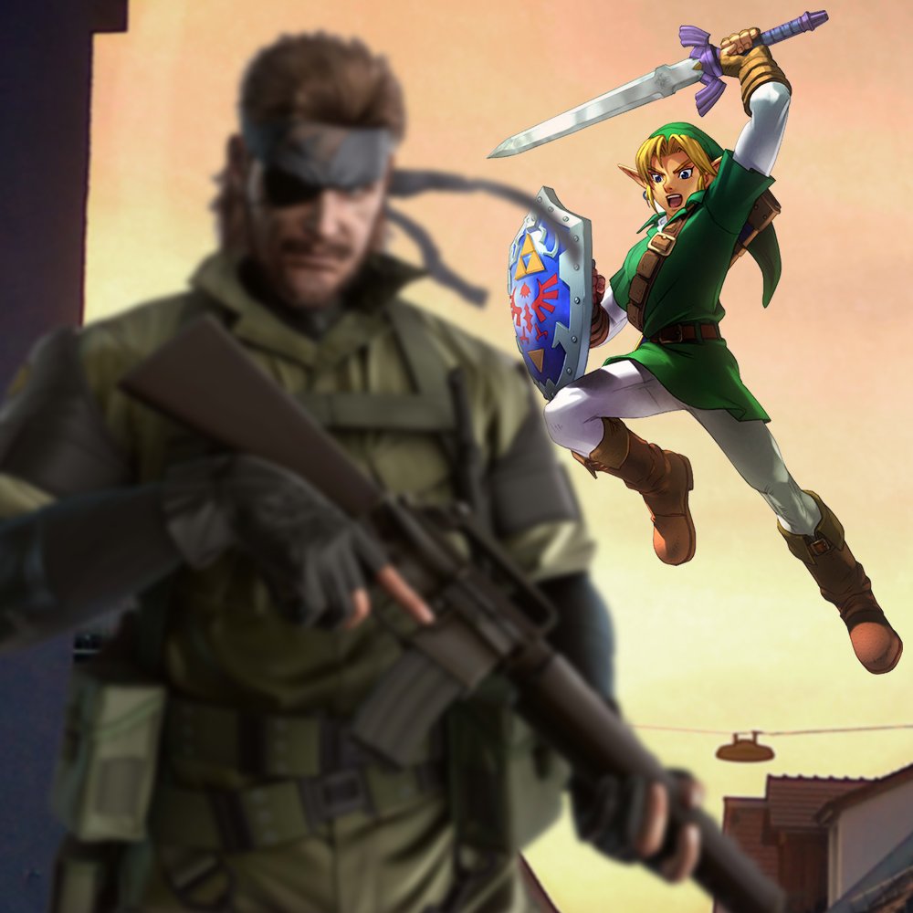 Lootoid's tweet photo. Worlds Collide: Link vs Solid Snake https://t.co/ZsIo91vQ3d