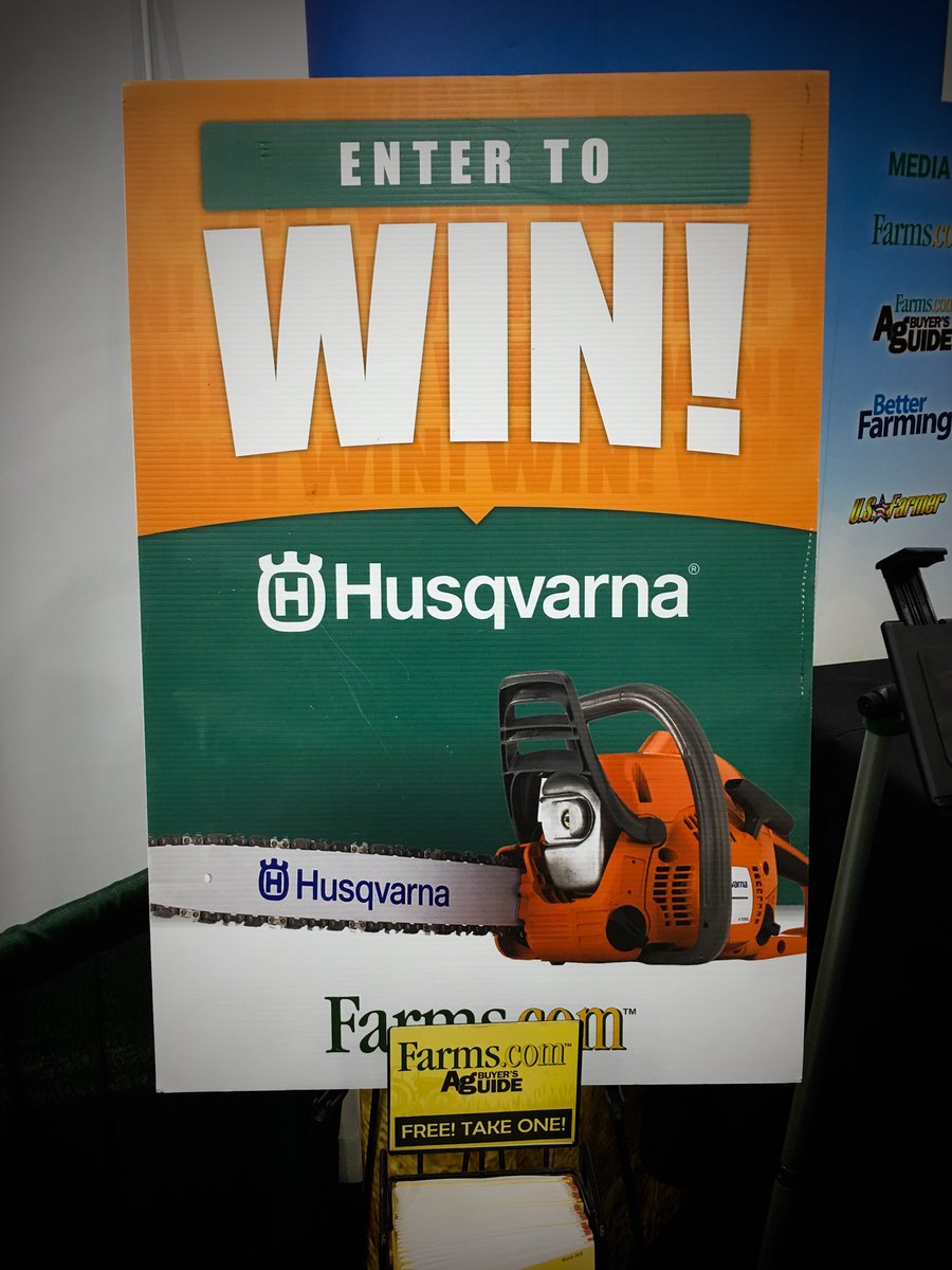 OntAg's tweet photo. We are all set up for the 2018 London Farm Show! Stop by booth 208 for a chance to win a Husqvarna chainsaw! @HusqvarnaCA #LFS18 #OntAg https://t.co/tvk21TvV2I