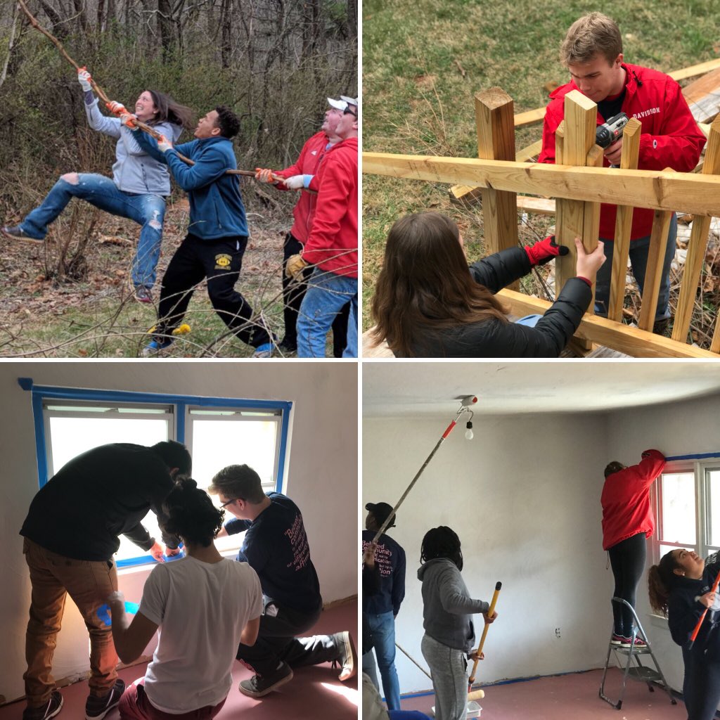 DavidsonServes's tweet photo. Our first year Bonner Scholars are spending the week in beautiful Roanoke Valley, VA renovating houses for low-income homeowners. We are grateful to partners like @RenovateAll for the communities they serve. #DavidsonBreak #davidsonserves @BonnerNetwork https://t.co/lbiDWV4xq5