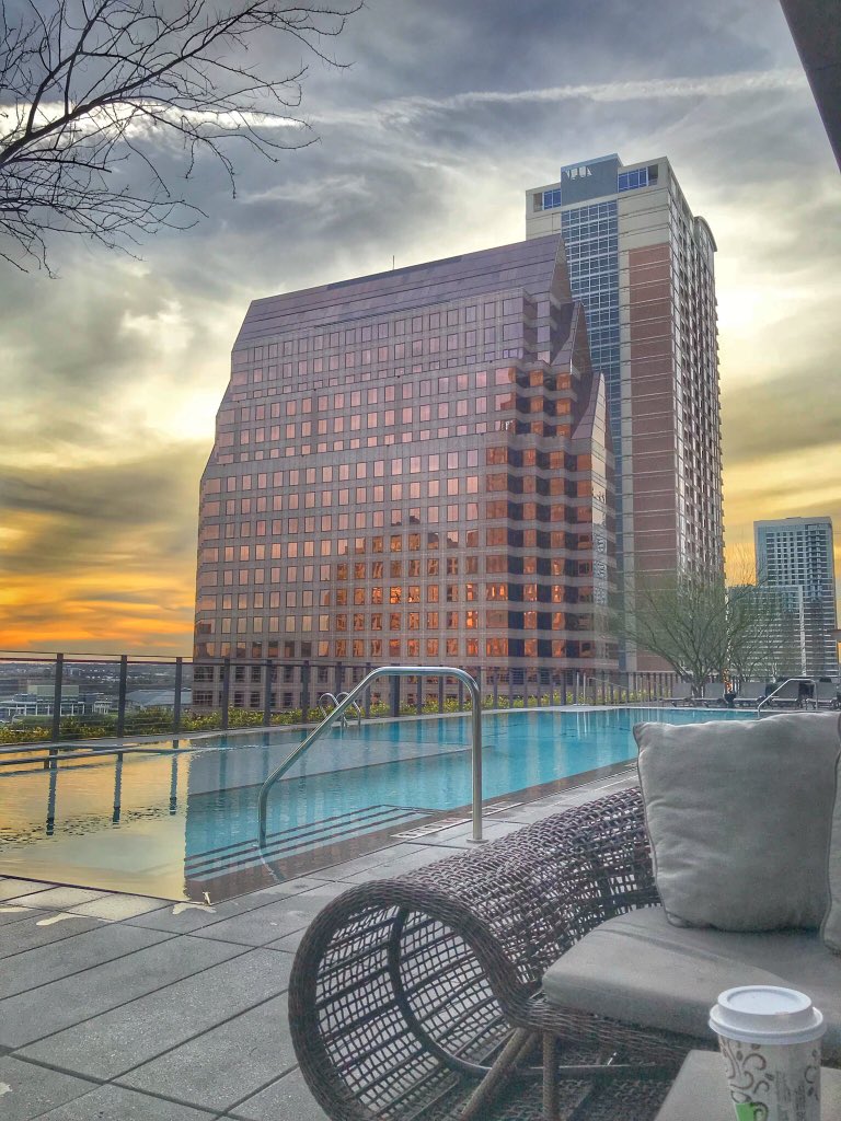 professorjosh's tweet photo. A great evening to sit by the pool on the 5th floor of the @JWMarriottATX to decompress and watch the sunset. #jwmarriottATX #sxsw #sxswedu https://t.co/jzjsUon6Et