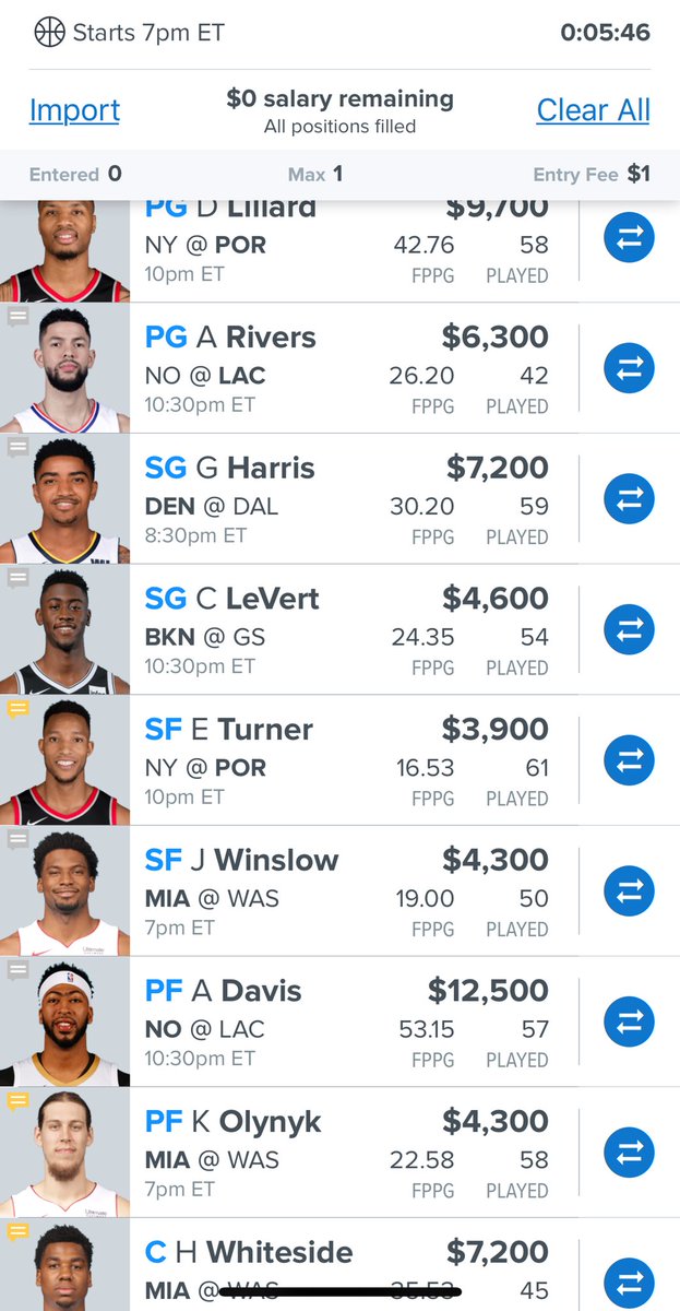 EliteDFSGurus's tweet photo. 7pm Main Slate for the #NBA is here!! Edit those line ups and let’s get some cash! The Gurus are heating up!!! #FanDuel #DFS #NBA https://t.co/1RQGM8f1pW