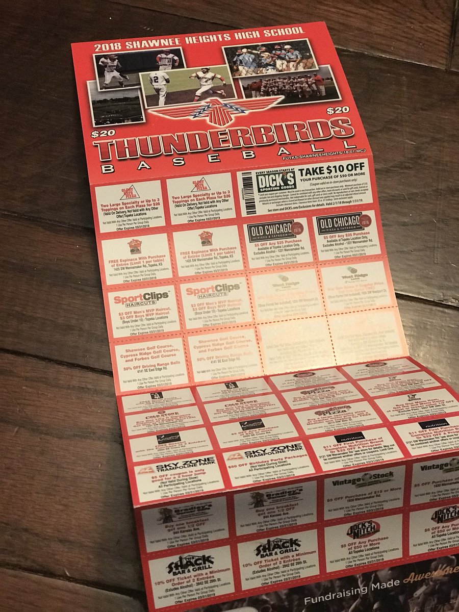 SHBIRDBALL's tweet photo. T-Bird Baseball players are looking for a $20 donation to support the team! In return they have some nice discounts to local places like The Shack, Landing, Glory Days, The Pad,  Sky Zone, and many more! Let us know if we can get one of these sweet gems in your hands. https://t.co/7XmOPozy4S