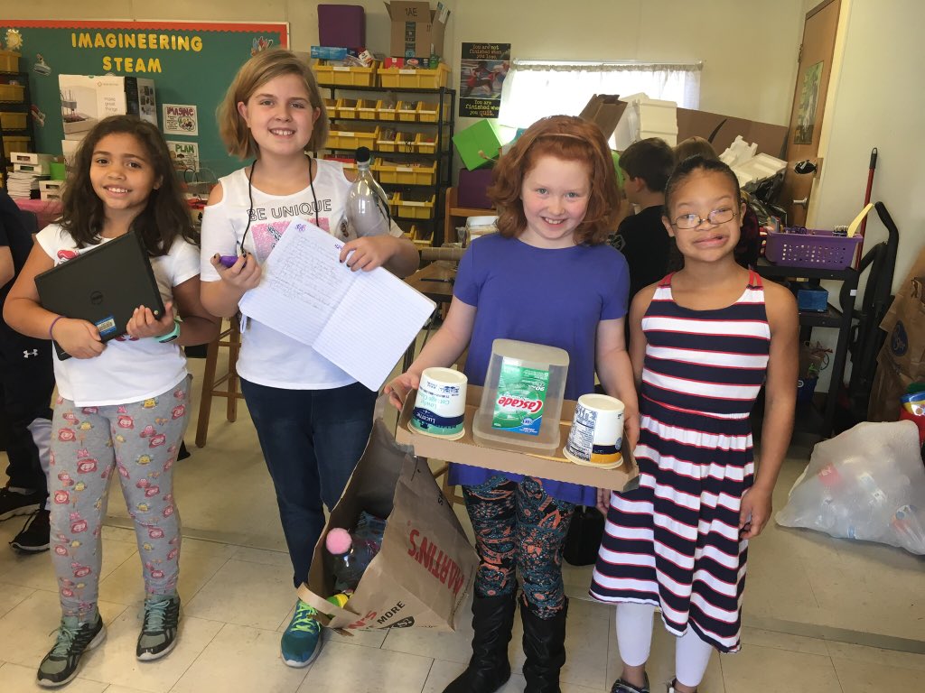 ImagineerSTEAM's tweet photo. A1: I truly believe that most any standard can fit into a STEAM project! Science &amp; math standards fot perfectly but so can reading/writing. My 3-5th graders just finished a huge project where they invented a toy &amp; filmed commercials on @Flipgrid to promote it! #STEAMMakerChat https://t.co/fNXFp90AwX
