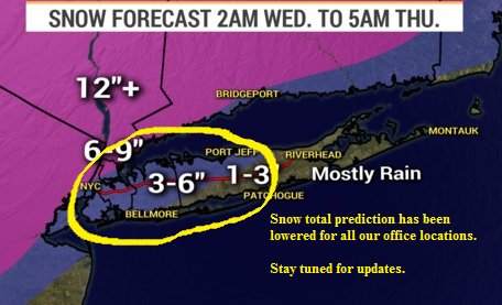 MillerMilonePC's tweet photo. Updated snow forecast. It will still be a casual dress day at Miller &amp; Milone. https://t.co/ztuWYfnck3