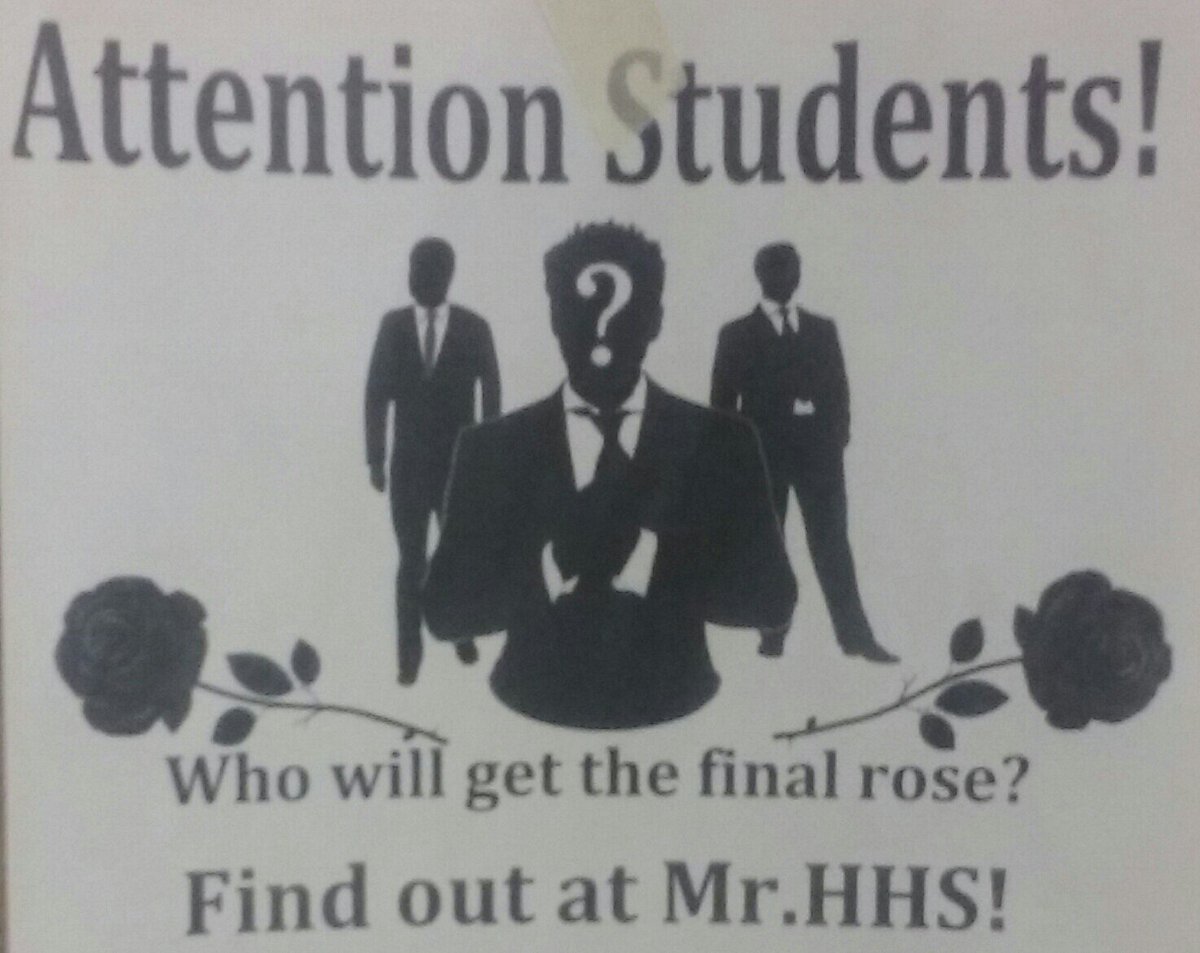 HamiltonDECA_AZ's tweet photo. ATTENTION!!! Mr. HHS is TOMORROW at 5:30 PM in the auditorium. Get there at 5 for the best seats, and see who will take the final rose. We'll see you there!!! https://t.co/ZpCoAI6O0u