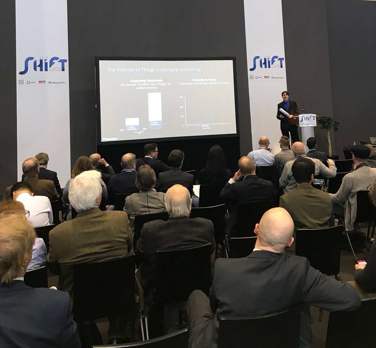 BlackBerry's tweet image. &quot;Security is the first step to consumers feeling comfortable taking their hands off the wheel.&quot;

BlackBerry CSO @AlexRManea presents a keynote speech at #GimsSwiss discussing his outlook on IoT, automotive security, and how #BBSecure brings them together.