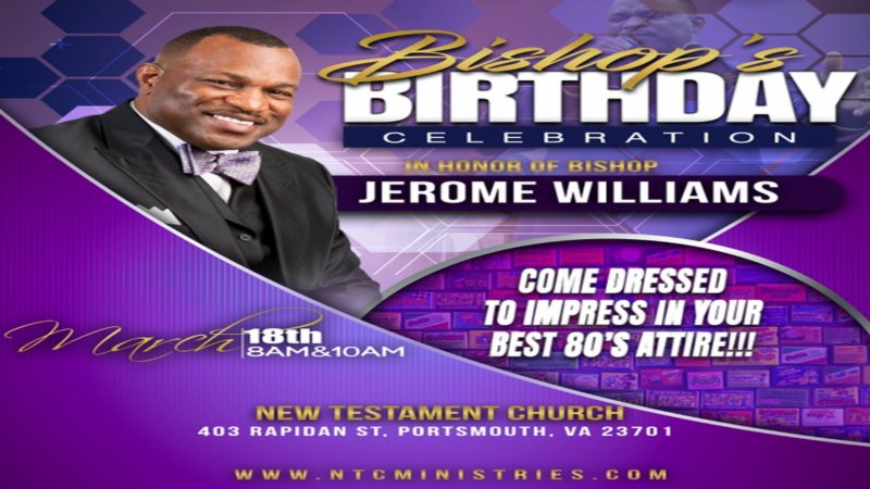 NTCMIN's tweet photo. The MENT is getting ready to celebrate our @BishopJWilliams Birthday for the month of March. The official day is Sunday, March 18, 2018.  You can send all birthday washes  Tweeter @BishopJWilliams and @Instagram BishopJLWilliams or Facebook Jerome Williams. https://t.co/bSM8YIxbIQ