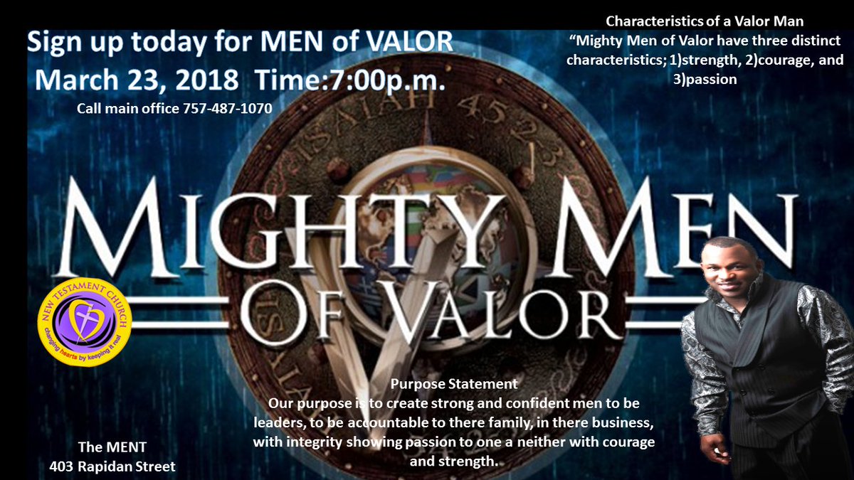 NTCMIN's tweet photo. Join our @BishopJWilliams  this is going to be an impact moment were all men come together and talk with the Bishop. This gathering of Men of Valor will create strong and confident men to be leaders, to be accountable to there family, in their business, and integrity https://t.co/h9q718gZFy