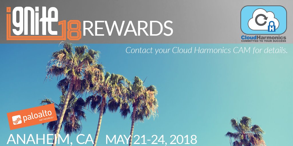 CloudHarmonics's tweet photo. Get to Ignite18 for hands-on disruption! @NextWavePartner s contact your Cloud Harmonics CAM right now to find out how to participate in the Ignite18 Rewards Program for free tickets. @PaloAltoNtwks #Ignite18 #Anaheim #gettoignite
https://t.co/8wPMZyXRJm https://t.co/cfUD3IOR3e