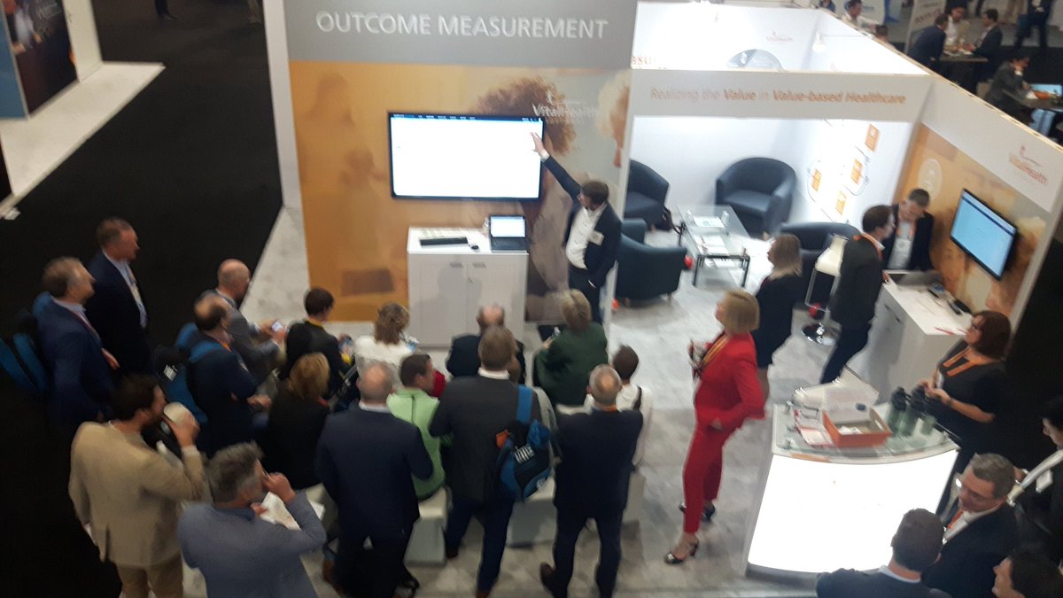 DaveDijk's tweet photo. Dutch delegation #HIMSSDutch @VitalHealthSw @VitalHealthtSoft booth talking #VBH #Outcomes #PHM #Engage4Health https://t.co/F7dbVDsFvx