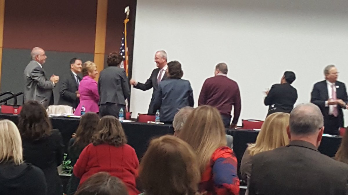 PL_EdAssoc's tweet photo. Members of the PLEA and Pompton Lakes administrators had the pleasure of hearing Governor @PhilMurphyNJ, NJEA President @MarieBlistan, and NEA Vice President @BeckyPringle, address the crowd at the NJ Public School Labor Management Collaborative Conference at Rutgers University! https://t.co/FvHYMnIag1