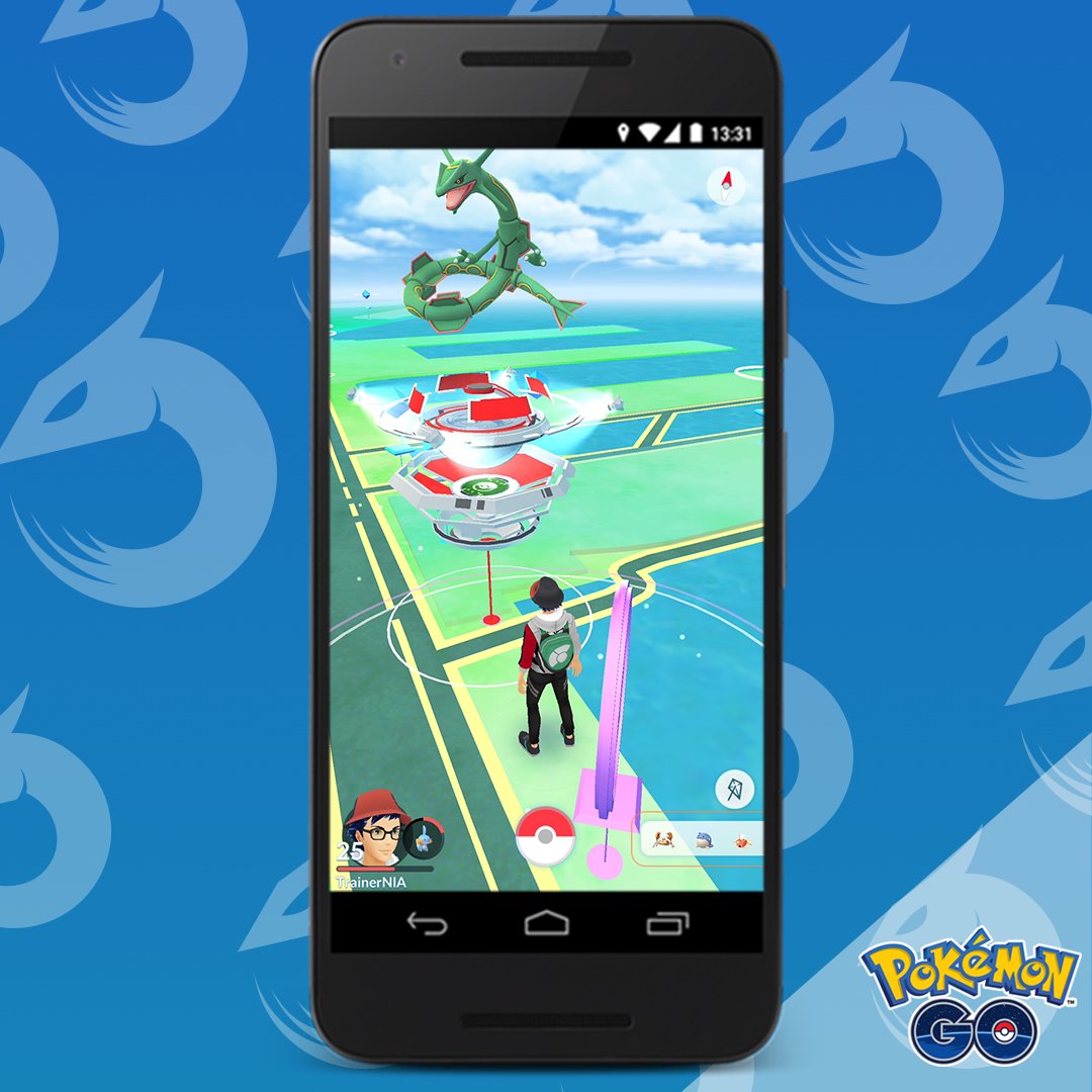 PokemonGoApp's tweet photo. As a Dragon- and Flying-type Pokémon, Rayquaza is harder to defeat but has boosted CP when caught during windy weather conditions. #PokemonGOtip https://t.co/m3sGCt16tP