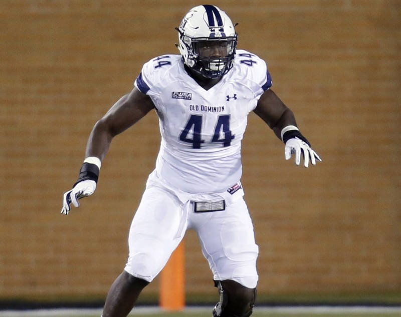 BoMarchionte's tweet photo. Said he was a video game nerd, got tired of people asking if he played football then become walk-on @ODUFootball then invited to #NFLCombine versatile DE @_Forty4_  https://t.co/kbcvLJpc2X https://t.co/QxYfyvfVXv