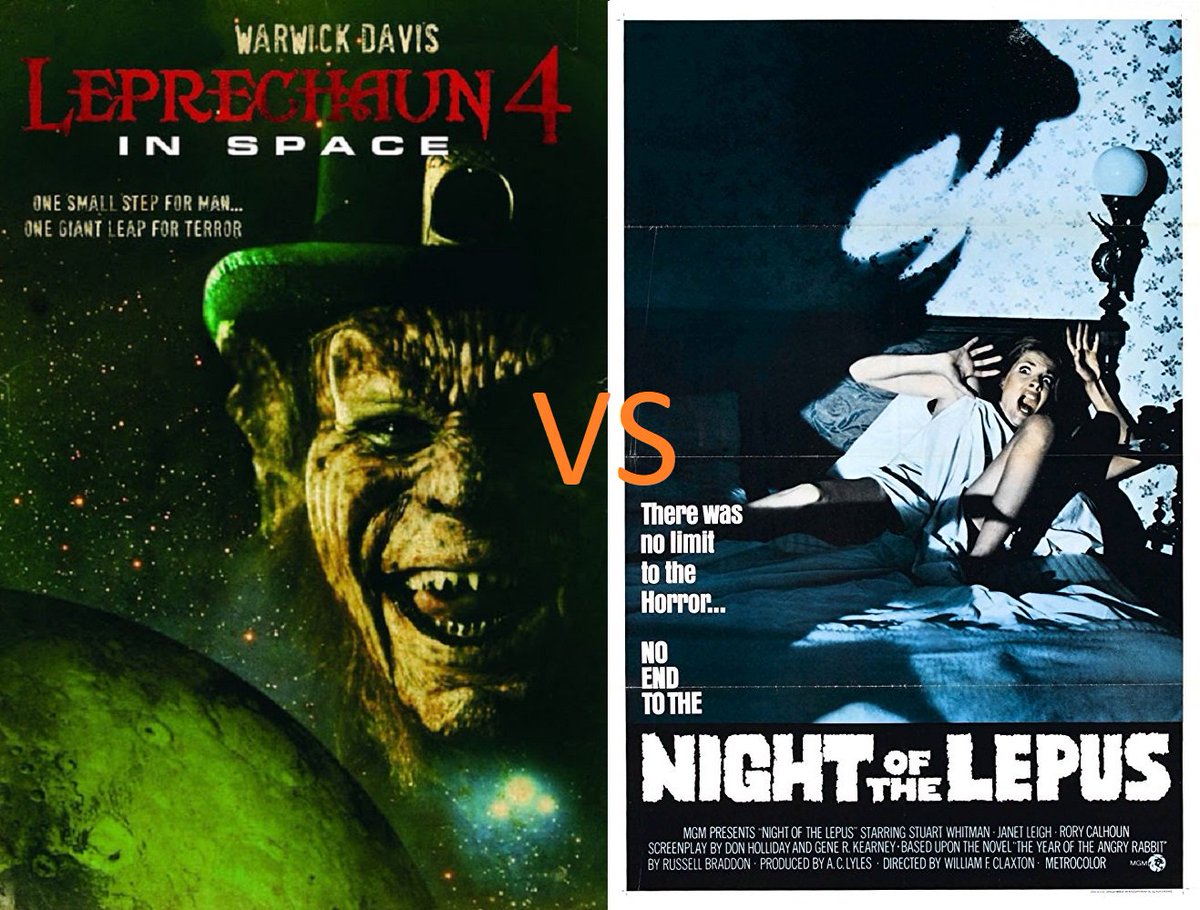 NeoTrashVideo's tweet photo. St. Pat's Day and Easter go head to head and you get to choose the winner. Who will be victorious for this month's Bad Movie Bingo flick: the devilish Leprechaun or the blood thirsty Bunnies? Poll ends March 12th on Facebook! https://t.co/JZzeQwOQhH
 #BadMovieBingo #MarchMurder https://t.co/7RCNgI86Sd