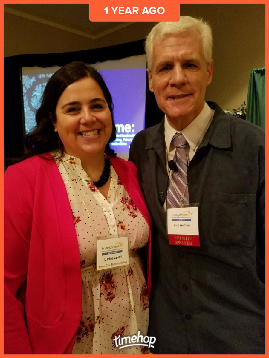 Miss_D_Valenti's tweet photo. It's been one year since my career has been changed by meeting the fabulous @rickwormeli2. I was fortunate to still learn from him today at the @LrnFwdMO Conference in @tammymrl's presentation. #ShowMePD18 #sblchat https://t.co/Do0P1C41wU