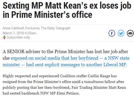 nobby15's tweet photo. Sexting MP Matt Kean's Ex Loses Job In PM's Office https://t.co/cnqRUWEdSs https://t.co/A77yFd2ozp
