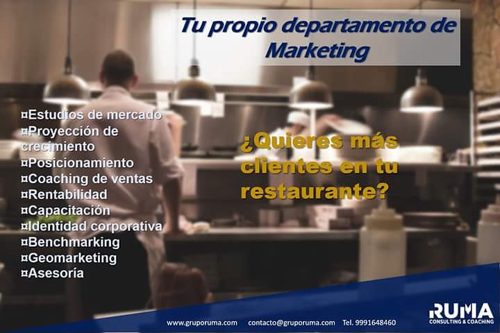 Tienes un restaurante y te preocupa tener más clientes, también es adecuado el "Departamento de marketing" para ello, pregunta sin compromiso como podemos ayudarte.