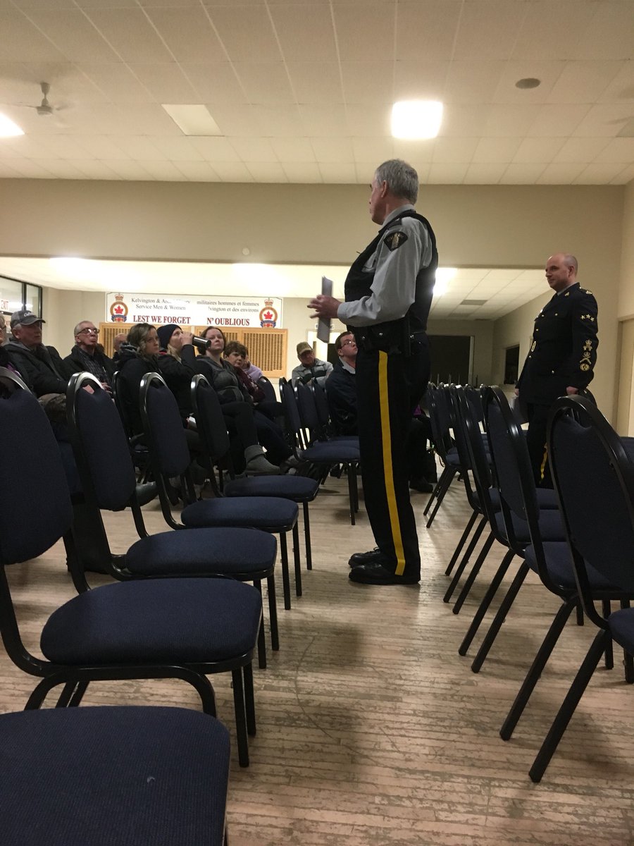 andy_labdon's tweet photo. Town Hall meeting with Greenwater RCMP and RCMP Central District Management Team talk crime figures and ask the community about priorities and resources they would like to see. Traffic, drunk driving  and property crime, are the hot topics https://t.co/6X7cDwVfwA