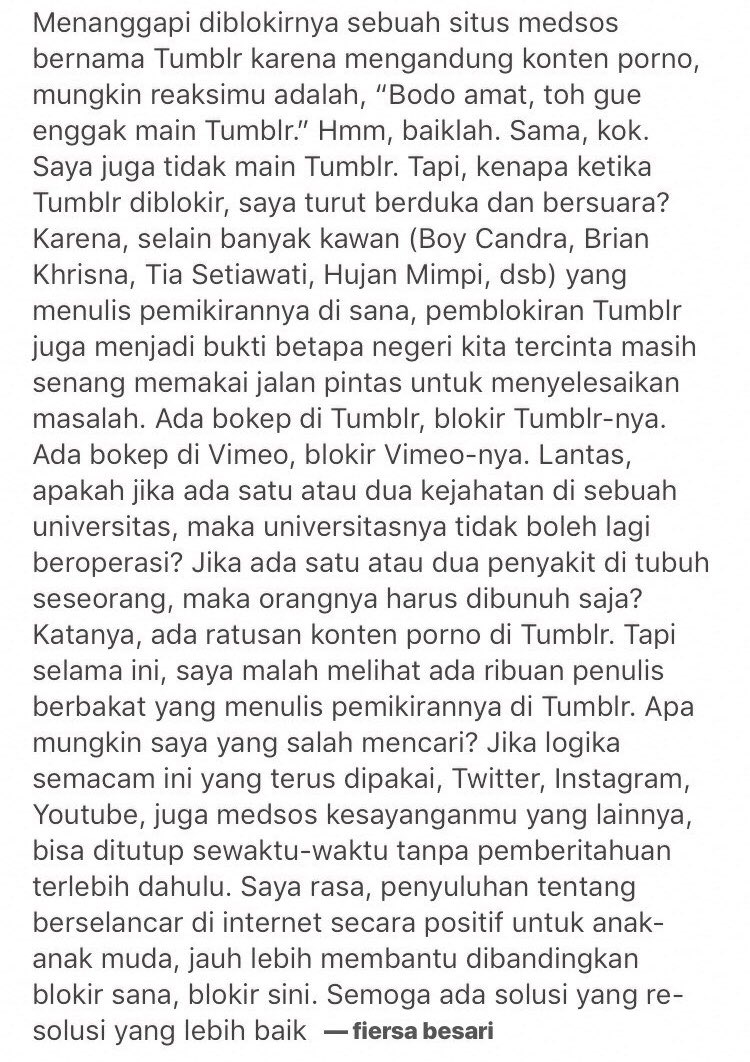 FiersaBesari's tweet photo. Tumblr, sebuah raksasa yang dibunuh atas dasar menyembuhkan penyakit https://t.co/Z2RqwOaLq2