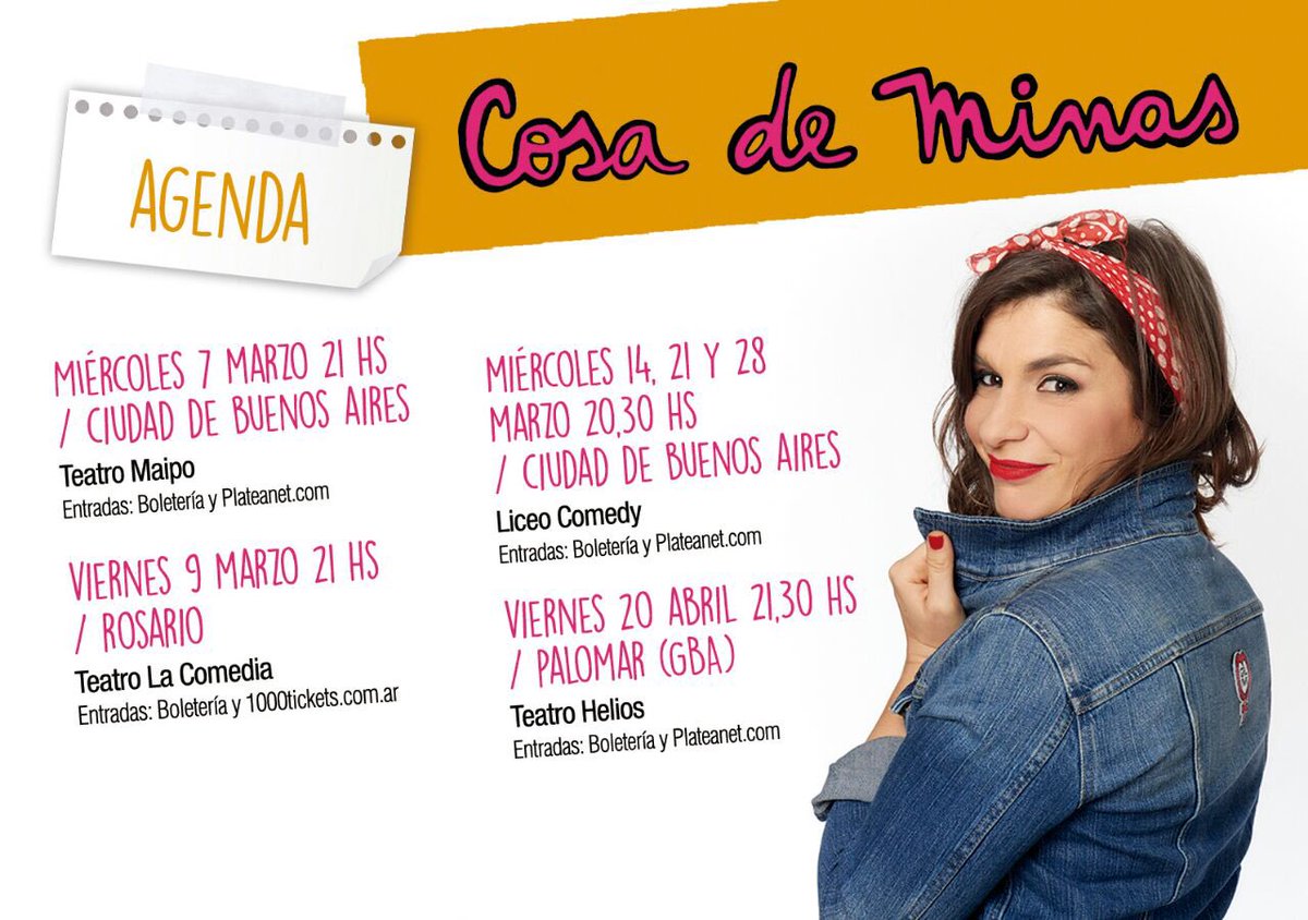 Acá están, estas son, las próximas fechas de <a href="/CosaDeMinas/">Cosademinas</a> !!! Te esperamos con la ilusión de q la pases bombaaaa!!! Y siempre se agradecen los RT!