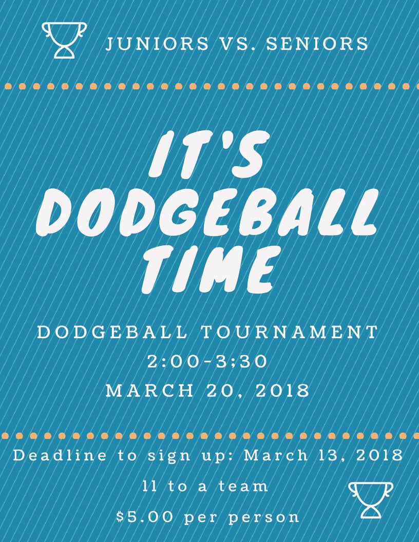 HEY TITANS!! DODGEBALL TICKETS WILL BE SOLD TOMORROW DURING BOTH LUNCHES FOR $5! DON'T FORGET TICKETS ARE LIMITED SO GET YOURS WHILE YOU CAN!