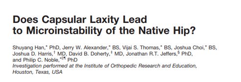 JoshuaHarrisMD's tweet photo. #Hip #Instability #Microinstability exists! The capsule matters. #IliofemoralLigament Check out our @AJSM_SportsMed study. https://t.co/veHUbsT2uU https://t.co/wzSsMourYS
