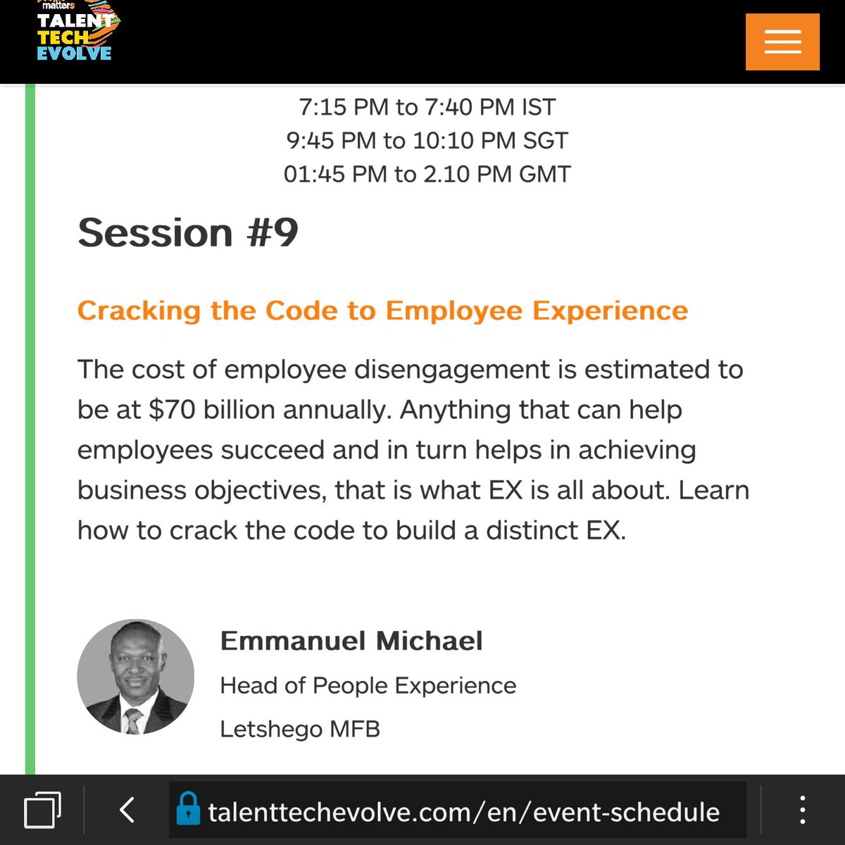 enmichael's tweet image. Register now talenttechevolve.com/#sign-up to join me by 2:45pm WAT at the #TalentTechEvolve virtual conference #HRwithEM