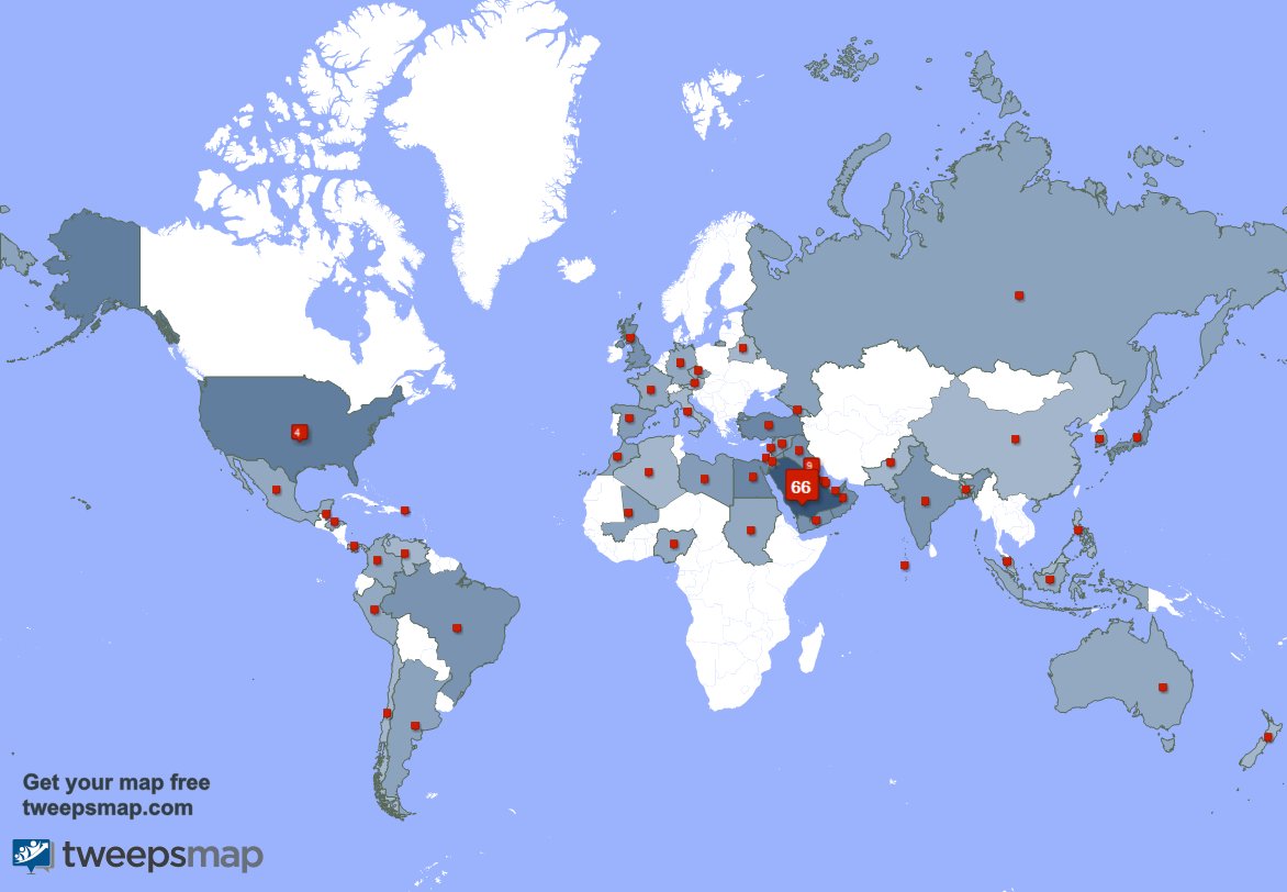 MMajed1413m's tweet photo. My followers are in Saudi Arabia(65%), Kuwait(9%)... Get your map too: https://t.co/1CEUgwjYJV https://t.co/kvBlVdJQV6