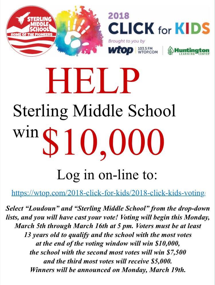 RPMscience's tweet photo. We need Your help to win $10,000 for @SterlingMiddle1 @WTOP #WTOPClickforKids #sterlinggrit https://t.co/jtTqdcUN9s https://t.co/HkFIeN7WLG