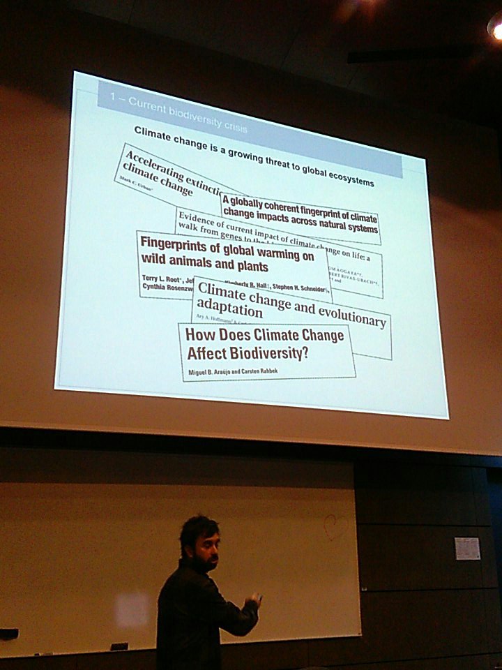 springsymposium's tweet photo. And here we go again! Our last keynote speaker Hugo Rebelo goes through spatial tools for ecology and conservation research: learning from the past to better predict the future #springS18 https://t.co/jHUlWgYkuV