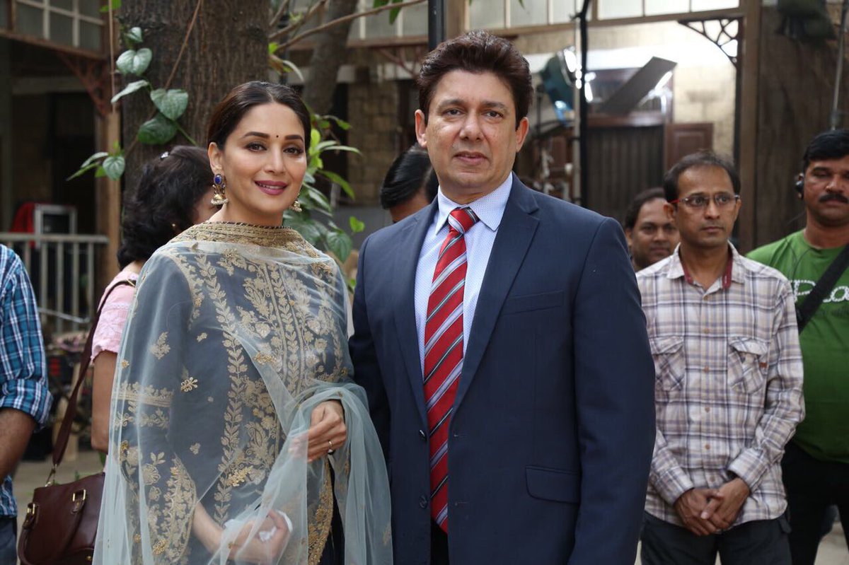 MadhuriDixit's tweet photo. We are very excited to step into the new role of movie production. It's a Marathi family entertainer and we have a lovely team on board. https://t.co/mEHRX2mcF5
