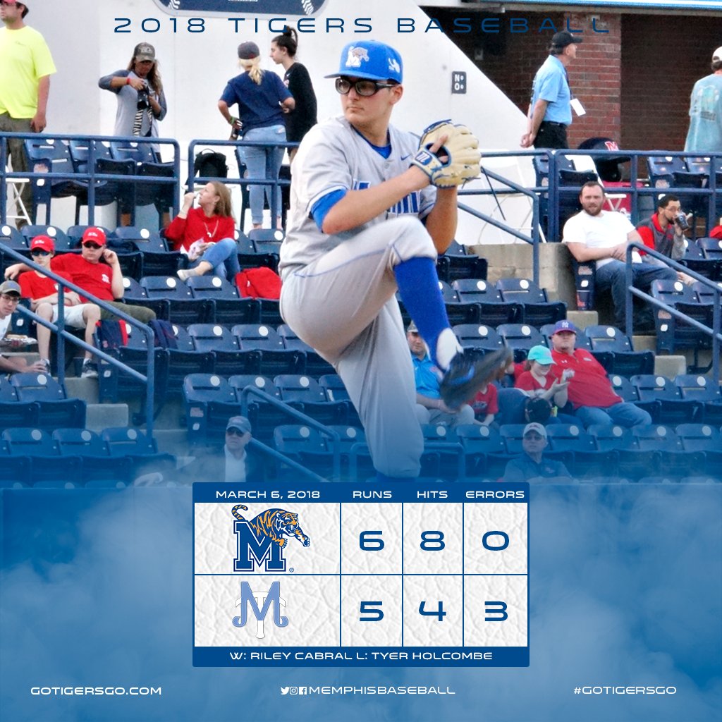 MemphisBaseball's tweet photo. FINAL! The Tigers escape with a 6-5 win! Riley Cabral closes it out. #GoTigersGo https://t.co/5HU75rAxCU