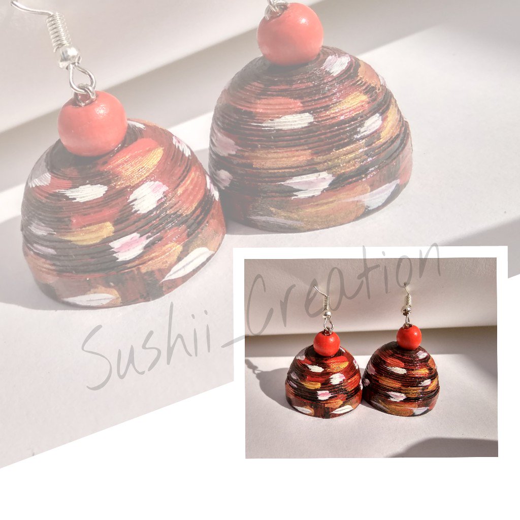 #my_design_my_creation ♥️ #QuillingEarrings #print #white #red #black ❤️ #available_in_any_colour_of_your_choice  
 #reasonableprice ❤️ #sushii_creation 
#DM 📩 for order ✌️