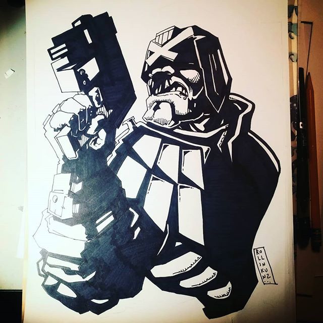 I AM THE LAW (!) (Chisel tip #Sharpie & a cheap 0.7)

_________________________________

#sharpieart #lowbrowlife #lowbrowart #lowbrow #blackandwhite #judgedredd #dredd #cyberpunk #dystopian #gallery #sharpieartist #comics #scifiillustration #scifiart #s… ift.tt/2HbfYRQ