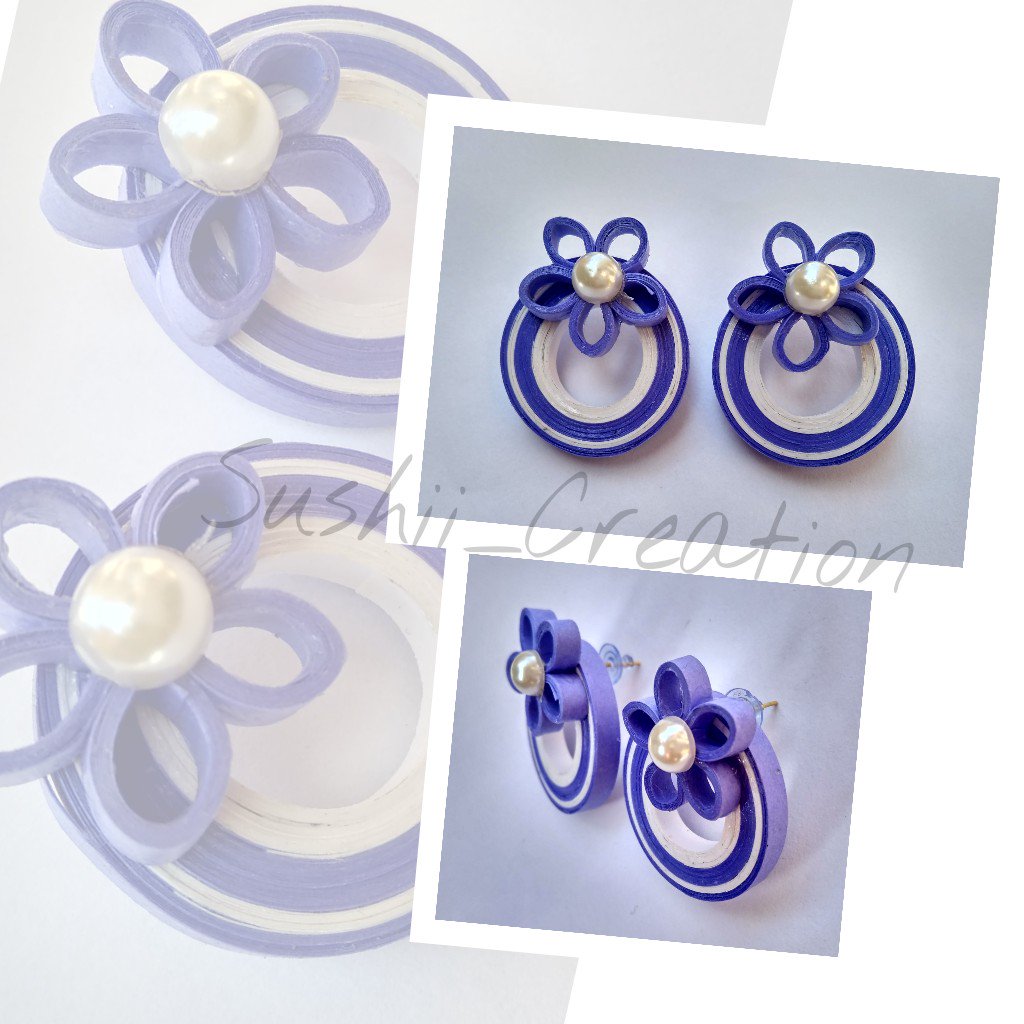 #newDesign #newCreation 👌 #QuillingEarrings ❤️ #Quilling_top_typeEarring  #white #pearl ❤️ ❤️#available_in_any_colour_of_your_choice #sushiiCreation 😍😇✌️#reasonalbleprice #DM 👉for order ✌️