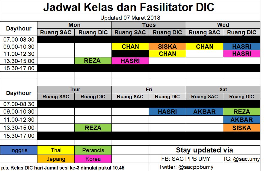 Dear all, ini jadwal terbaru DIC CLASS . Yuk catat hari nya dan daftar H-1 sebelum jadwal yang kamu pilih😁😁