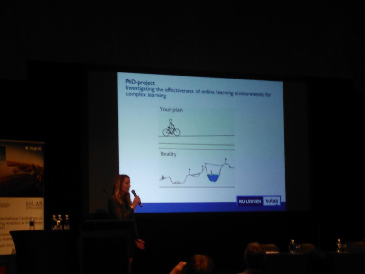 MMillecamp94's tweet photo. Listening to the presentation of @CLarmuseau at #LAK18 about the influence of students cognitive and motivational characteristics on students' use of 4C/ID-based online learning environment and their learning gain #kuleuven #kulak #imec https://t.co/VmPgUweZtg