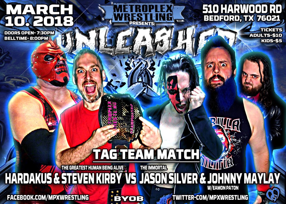 MPXWrestling's tweet photo. One week before Jason Silver gets his title match at Unleashed, he gets his hands on @StevenKirbyMPX in a tag match. Throw Hardakus and @JohnnyMaylay in the mix and who knows what will happen! https://t.co/R2JOSGACyv