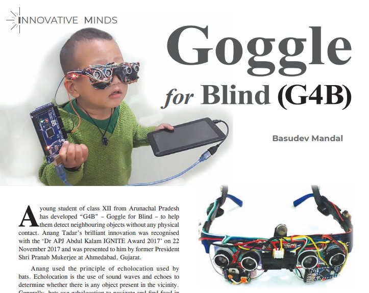 CSIR_NIScPR's tweet image. #ScienceReporter March 2018 issue article &quot;Goggle for #Blind&quot;
#Innovation