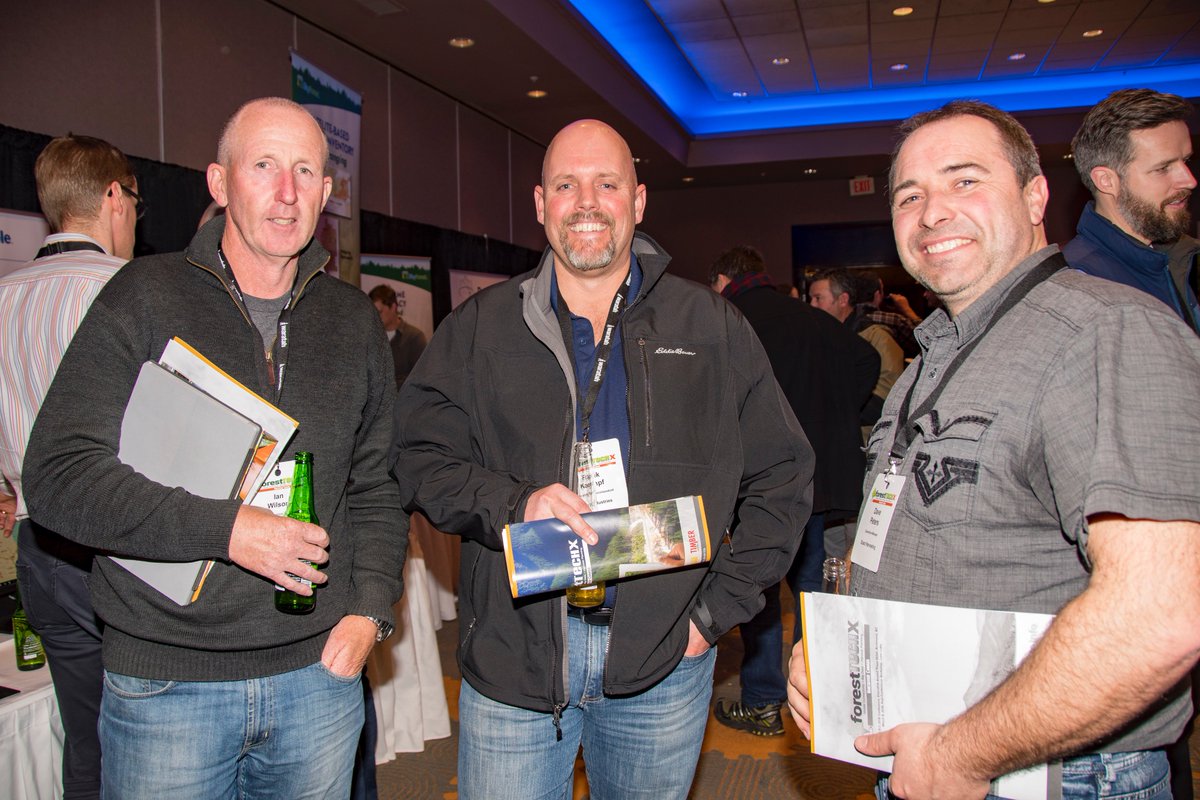 TreeFrogNews's tweet photo. I ran into my friend from @ubcforestry Frank Kaempf (now @TolkoIndustries) at #ForestTECHX (along with Ian and Dave) https://t.co/yQaVilsPO0