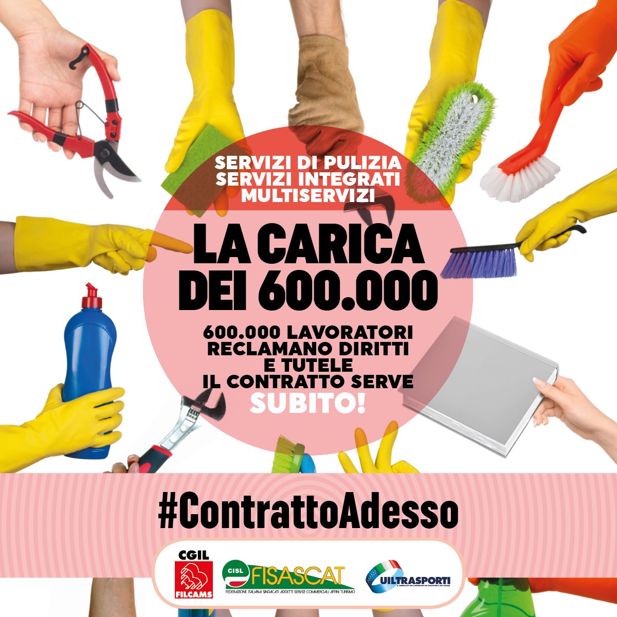 FisascatCisl75's tweet photo. Subito il rinnovo del contratto nazionale del comparto pulizie, servizi integrati e multiservizi per garantire diritti e tutele e restituire dignità al lavoro ai 600mila addetti che tutti i giorni assicurano la funzionalità dei servizi pubblici #MaiPiuSenzaContratto https://t.co/HDnWBirkgL