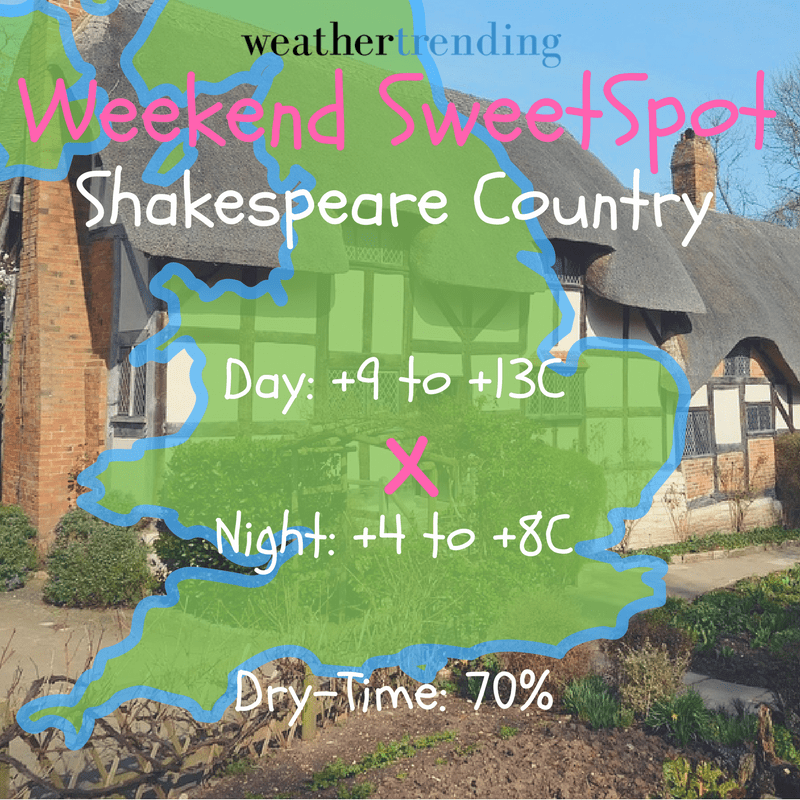 weathertrending's tweet photo. Weekend SweetSpot - Shakespeare Country - Warmth in Warwickshire @VisitBritain https://t.co/vNCVQ26zYV https://t.co/F3lBIJjwXJ