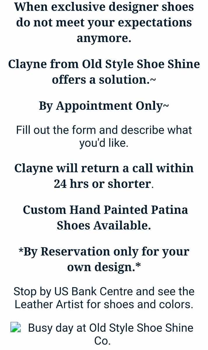 Oldstyleshine's tweet photo. Got time? At Old Style - We do more then just shine shoes.
Custom #shoeArt one of a kind! #ShareAllenEdmonds
#Custom #NewOrUsed
@TheBrightReport @teewanz @ @MelissaAJurcan @danieldone @JesseKIRO7 @kennypleasant @ @levesqueatlarge https://t.co/QOZWccNltu