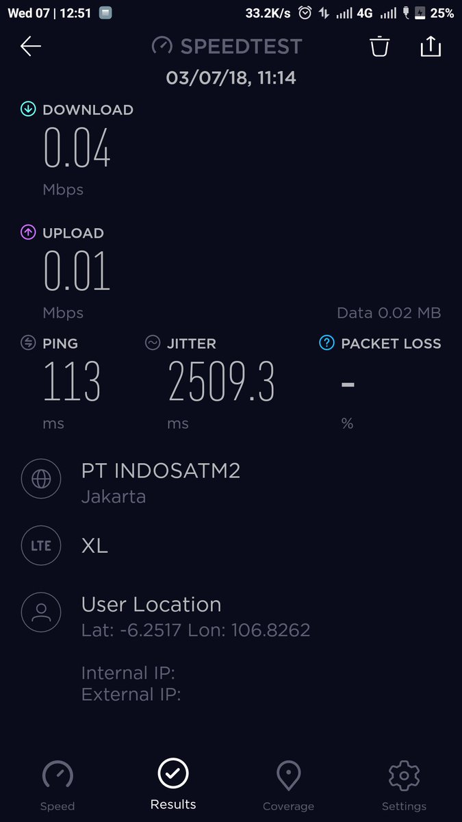 fhmsddq's tweet photo. @myXL Sudah dicoba di restart, tapi sama aja. Ini hasil speed testnya, kecewa. https://t.co/xxtAFufO5d